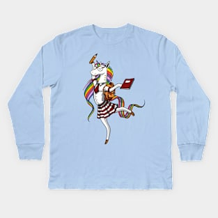 Unicorn Schoolgirl Kids Long Sleeve T-Shirt